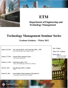 Technology Management Seminar Series -