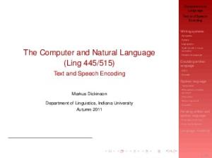 Text and Speech Encoding - F12 Language and Computers