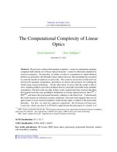 The Computational Complexity of Linear Optics - Scott Aaronson