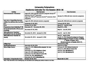 University Polytechnic Academic Calendar for the ... - PDFKUL.COM