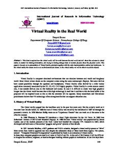 Virtual Reality in the Real World - International Journal of Research in ...