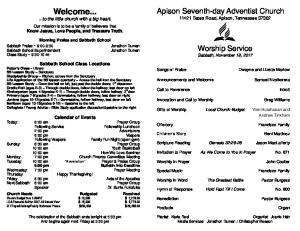 Welcome... - Apison Seventh-day Adventist Church
