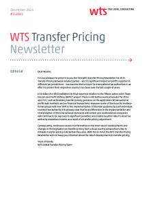 WTS Transfer Pricing Newsletter - WTS Global